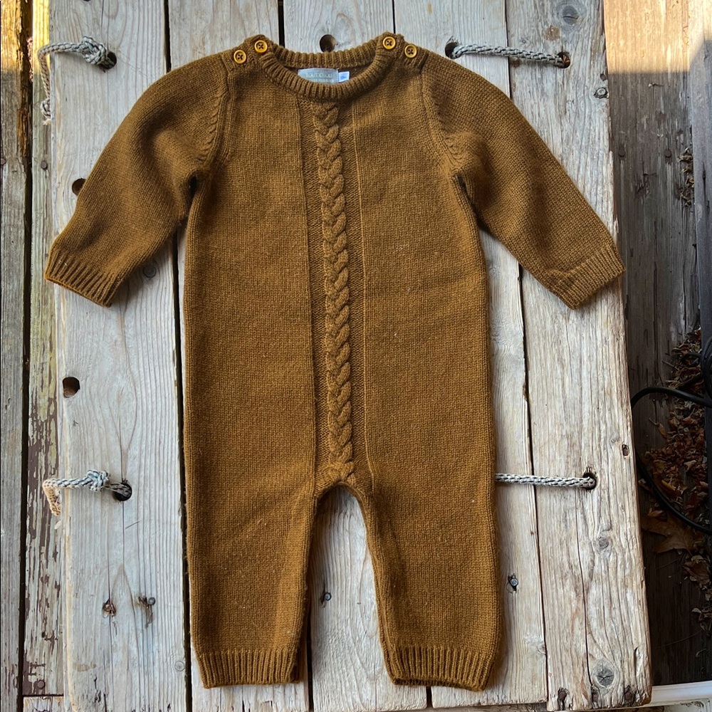 Bout'Chou French Baby Knit Romper One Piece Cable Knit 12M